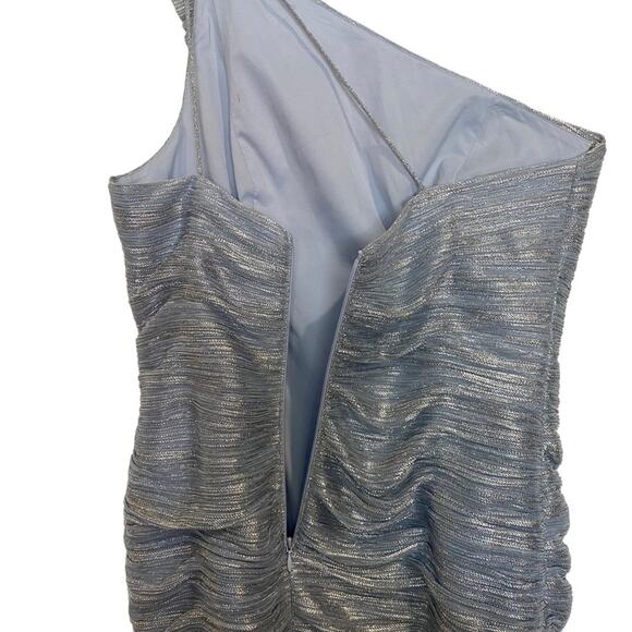 Aidan Blue Silver One Shoulder Mini Cocktail Dress Sz 8 - Picture 9 of 13